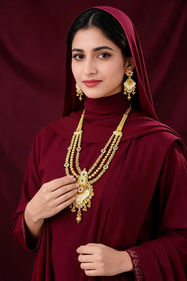 Gold-Tone_Temple_Jewellery_Layered_Necklace_Earring_Set_For_Women