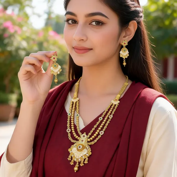 Gold-Tone_Temple_Jewellery_Layered_Necklace_Earring_Set_For_Women