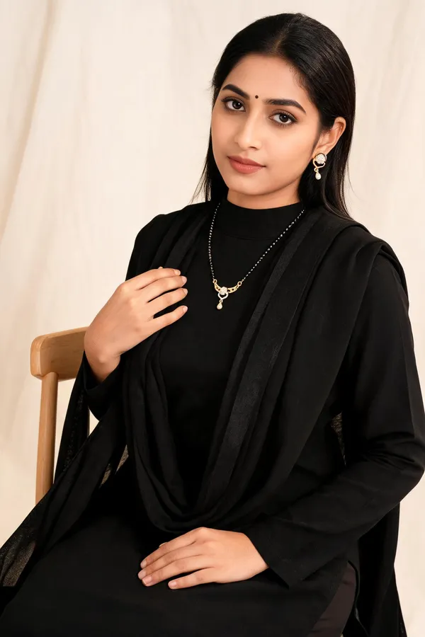 Black_Golden_Brass_Mangalsutra_Necklace_Earrings_Set_For_Women