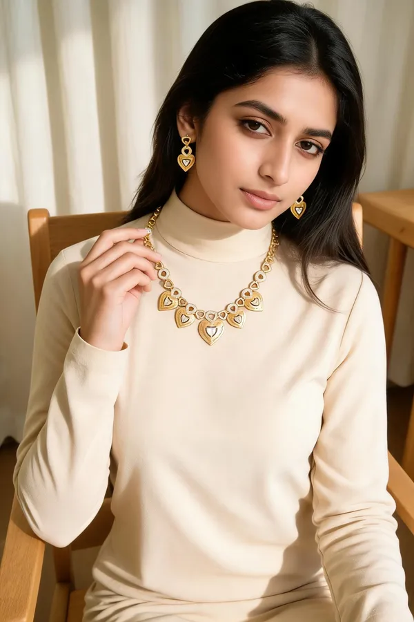 Golden_White_Micro_Gold_Heart_Necklace_Earring_Set_For_Women