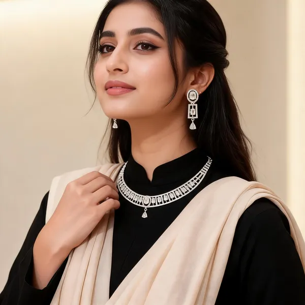 Silver-Tone_Geometric_Rectangular_Ad_Necklace_Earring_Set_For_Women