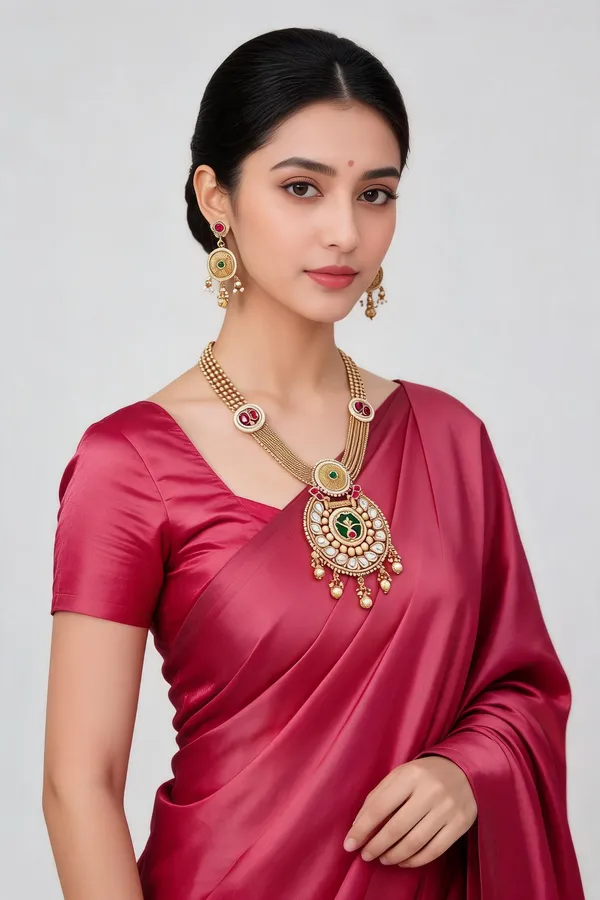 Gold-Tone_Copper_Pink_Green_Stone_Traditional_Necklace_Earring_Set_For_Women