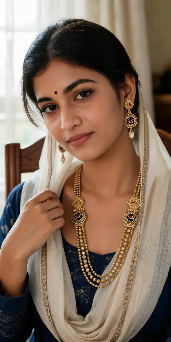 Gold-Tone_Floral_Layered_Traditional_Necklace_Earring_Set_For_Women
