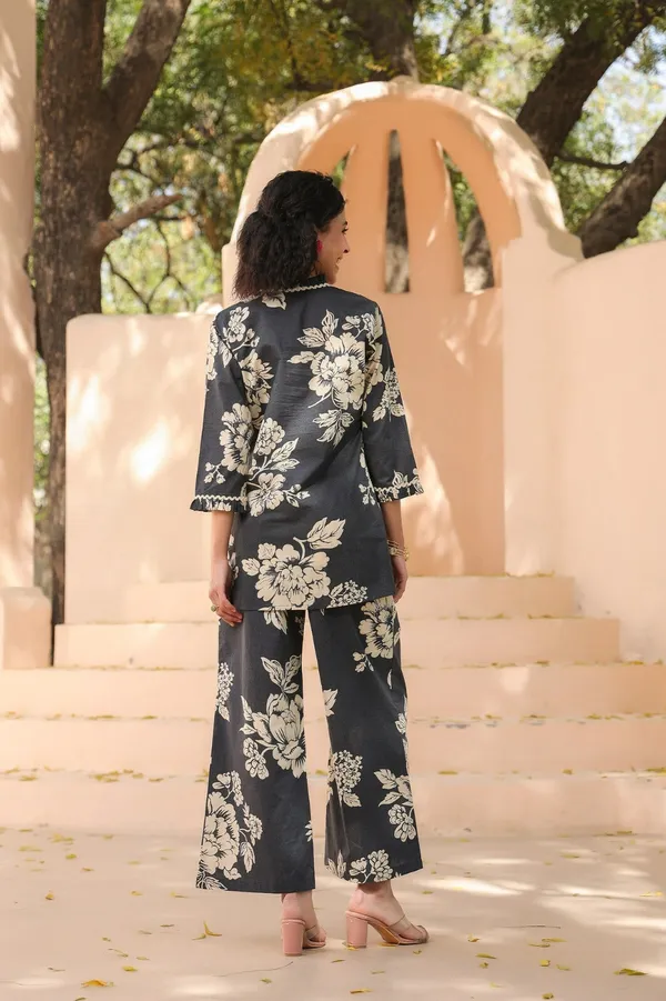 Charcoal_Cotton_Leaf_Print_Premium_Co_Ord_Set_Top_And_Matching_Pants