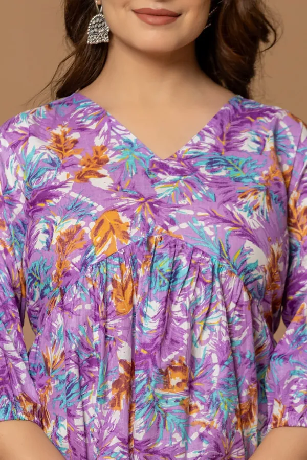 Mystic_Flora_Cotton_Short_Kurta_Vibrant_Purple_Orange_Floral_Print