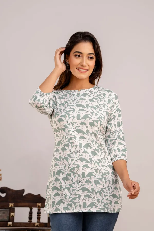 Lilly_Flower_Green_Short_Kurta