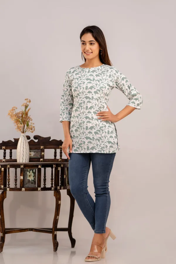 Lilly_Flower_Green_Short_Kurta