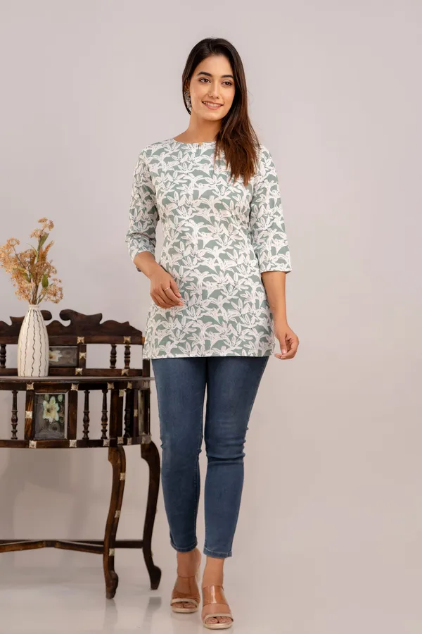 Lilly_Flower_Green_Short_Kurta