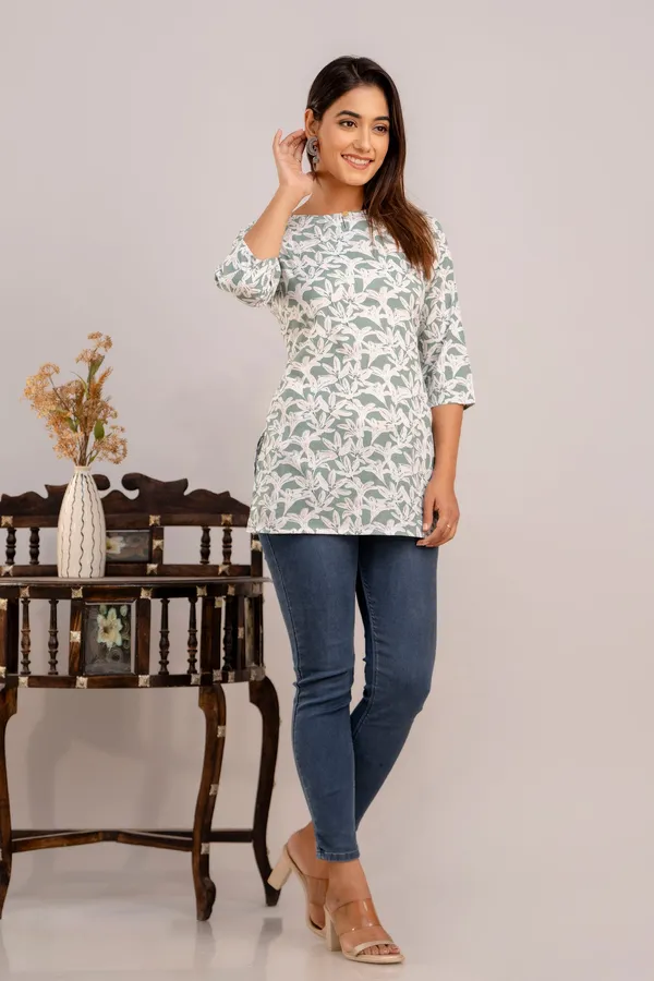 Lilly_Flower_Green_Short_Kurta
