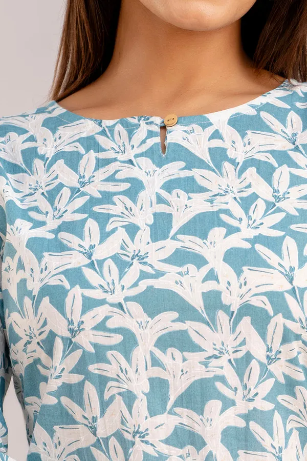 Lilly_Flower_Blue_Short_Kurta