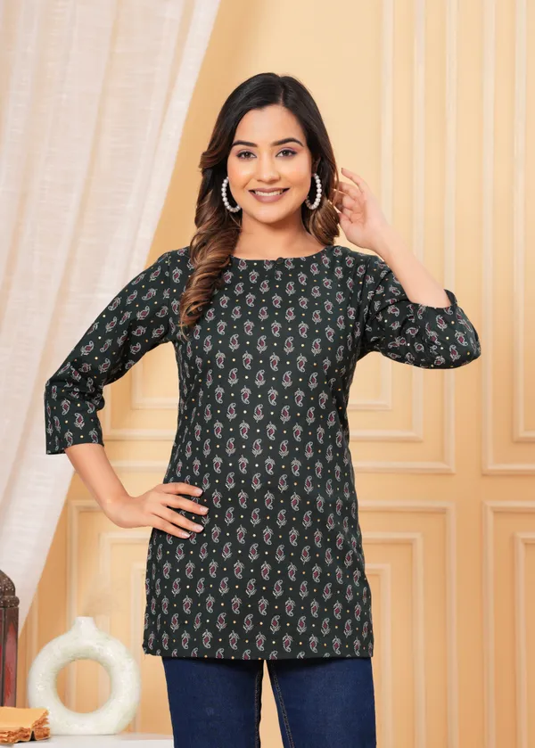 Darkest_Green_Yog_Short_Kurta