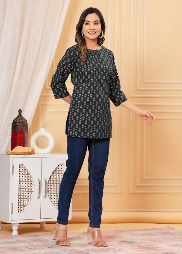Darkest_Green_Yog_Short_Kurta