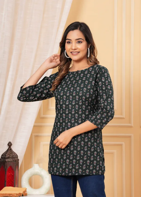 Darkest_Green_Yog_Short_Kurta