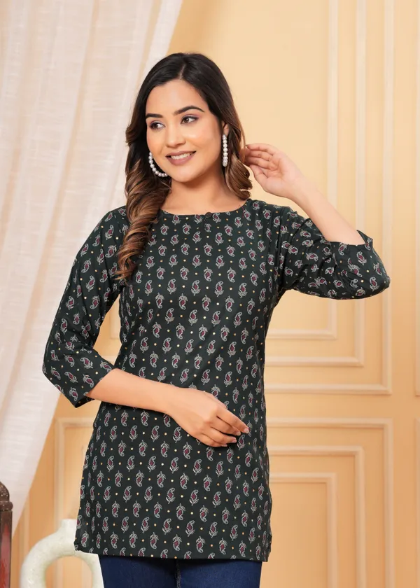 Darkest_Green_Yog_Short_Kurta