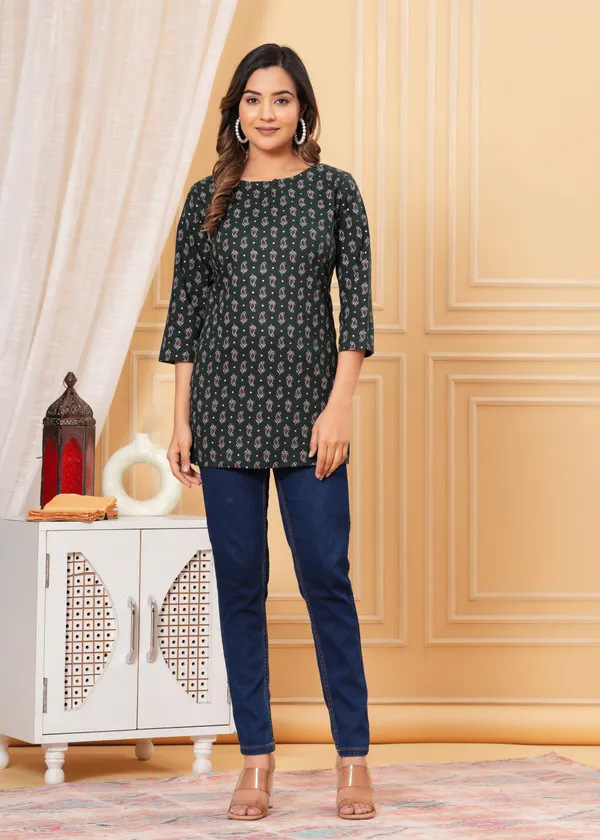 Darkest_Green_Yog_Short_Kurta