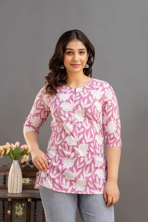 Big_Flower_Pink_Short_Kurta