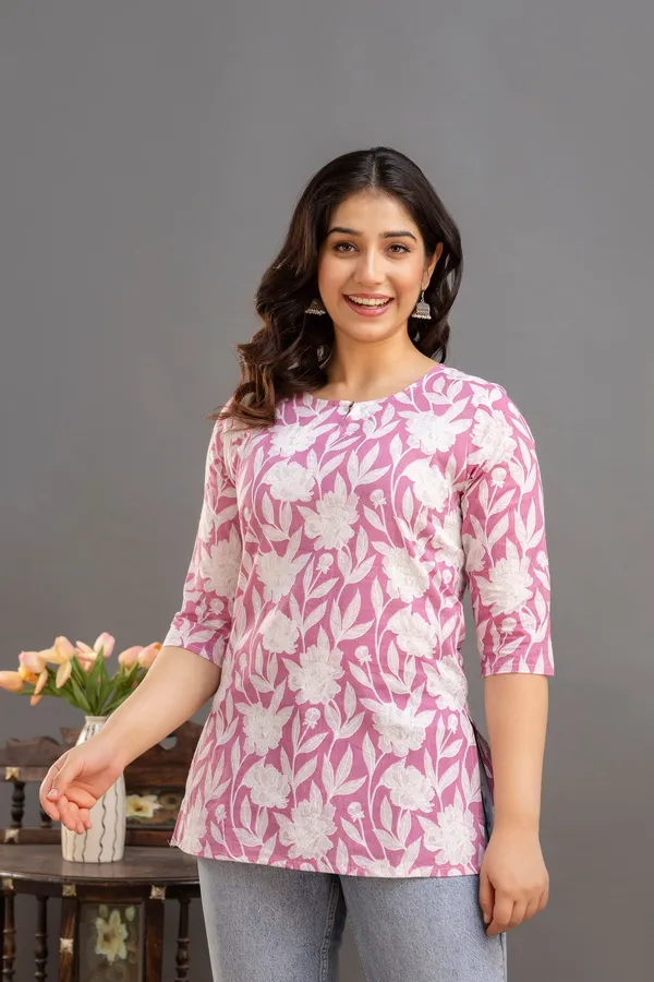 Big_Flower_Pink_Short_Kurta