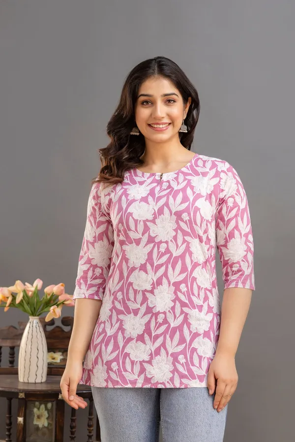 Big_Flower_Pink_Short_Kurta