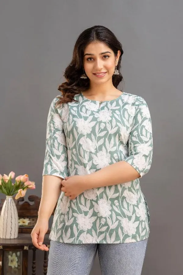 Big_Flower_Green_Short_Kurta