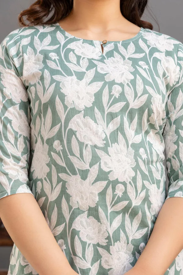Big_Flower_Green_Short_Kurta