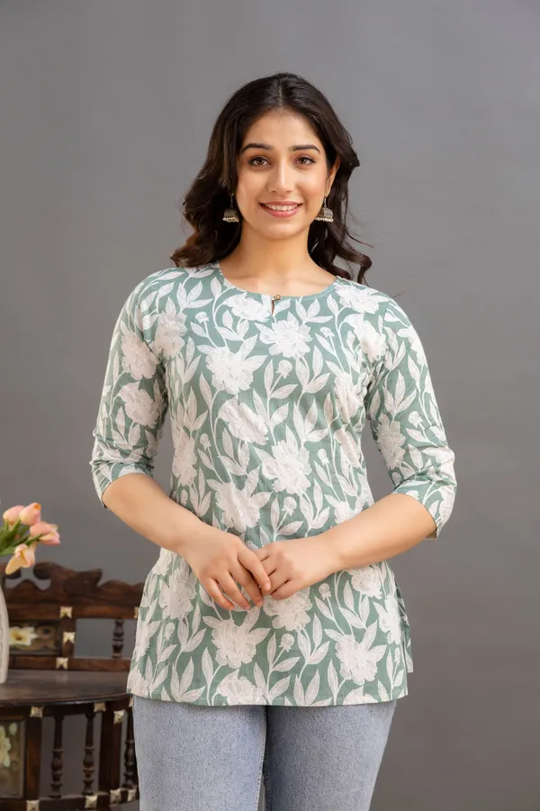 Big_Flower_Green_Short_Kurta