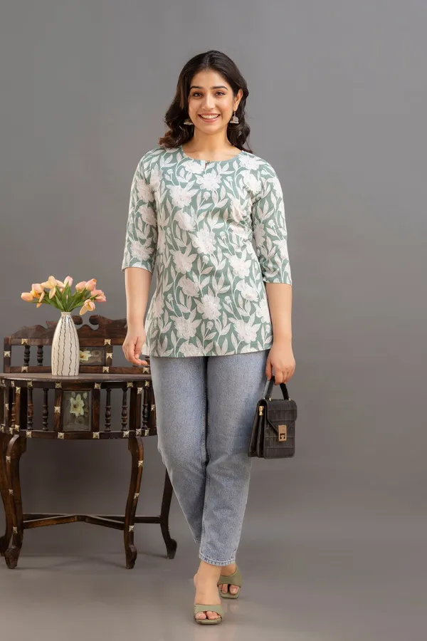 Big_Flower_Green_Short_Kurta