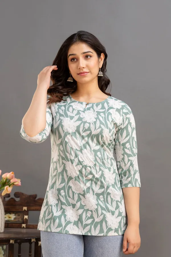 Big_Flower_Green_Short_Kurta
