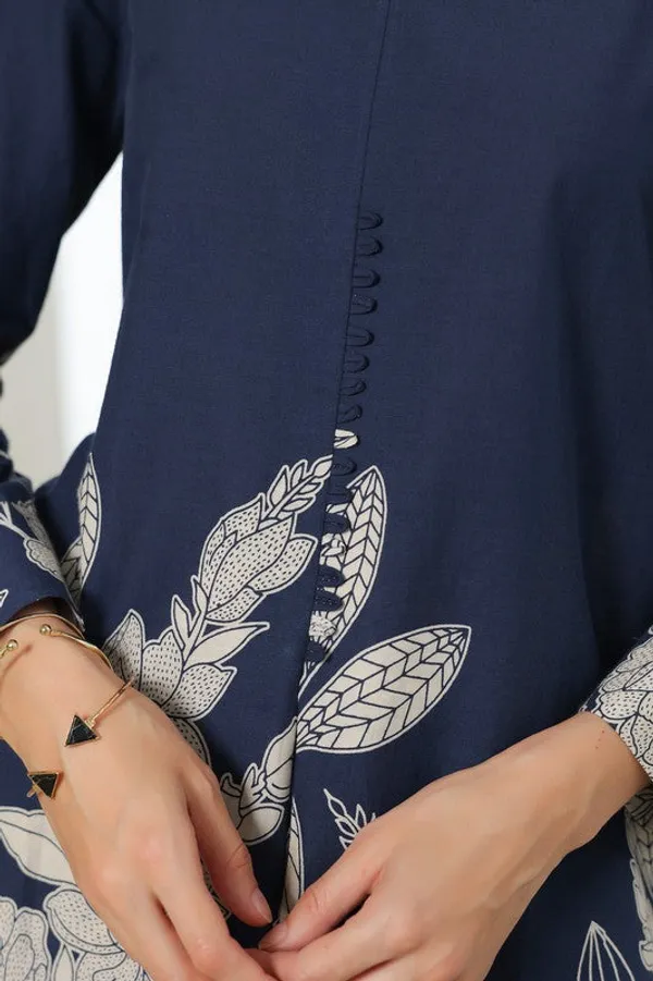 Navy_Cotton_Botanical_Print_Premium_Co_Ord_Set_Top_And_Matching_Pants