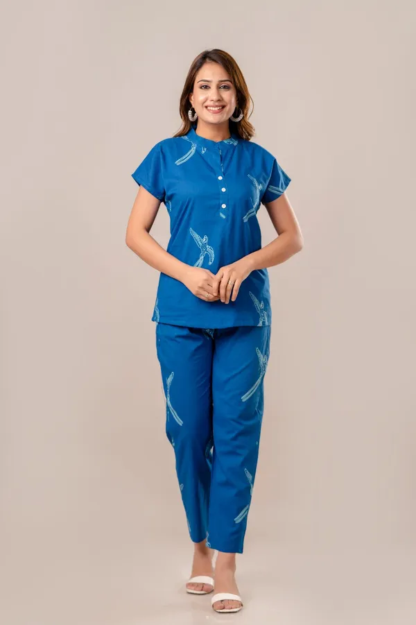 Blue_Cotton_Dragonfly_Co_Ord_Set_Button_Down_Top_And_Pants