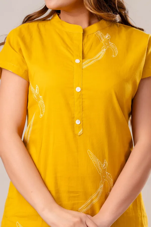 Yellow_Cotton_Dragonfly_Co_Ord_Set_Button_Down_Top_And_Pants