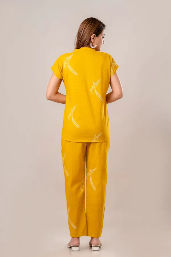 Yellow_Cotton_Dragonfly_Co_Ord_Set_Button_Down_Top_And_Pants