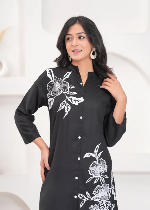 Black_Cotton_Floral_Co_Ord_Set_Button_Down_Top_And_Pants