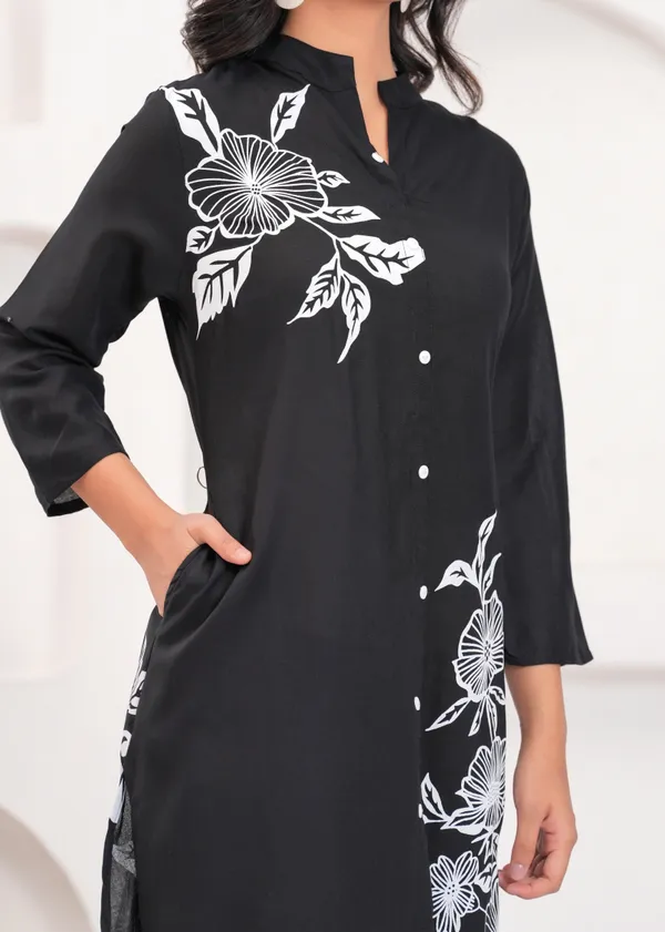 Black_Cotton_Floral_Co_Ord_Set_Button_Down_Top_And_Pants