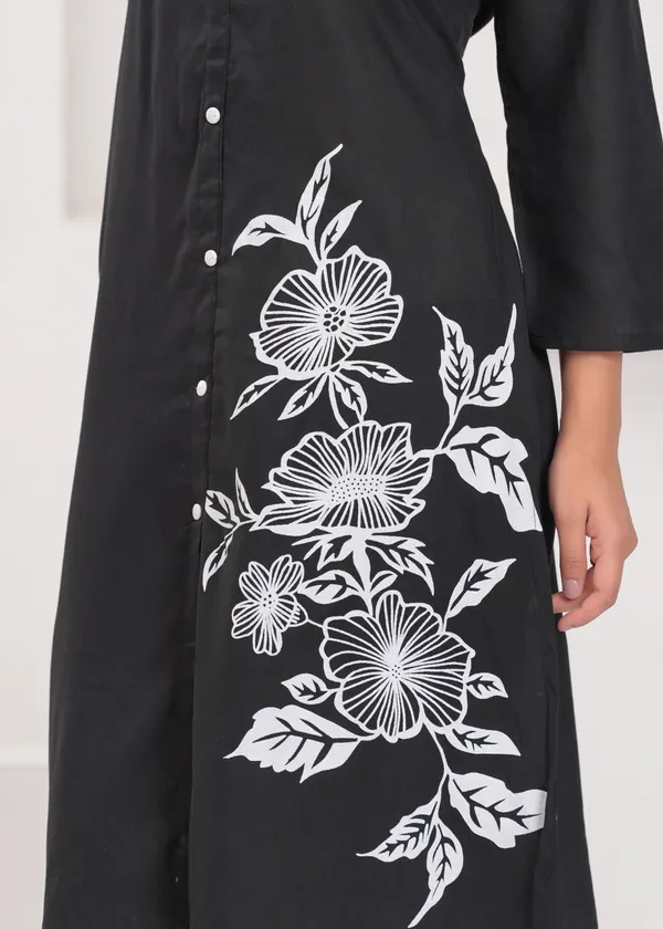 Black_Cotton_Floral_Co_Ord_Set_Button_Down_Top_And_Pants