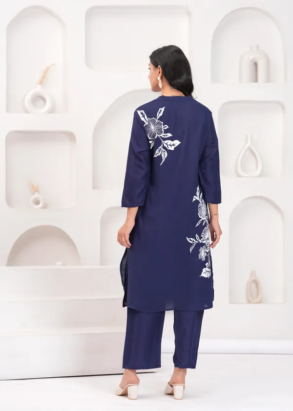 Navy_Cotton_Floral_Co_Ord_Set_Button_Down_Top_And_Pants