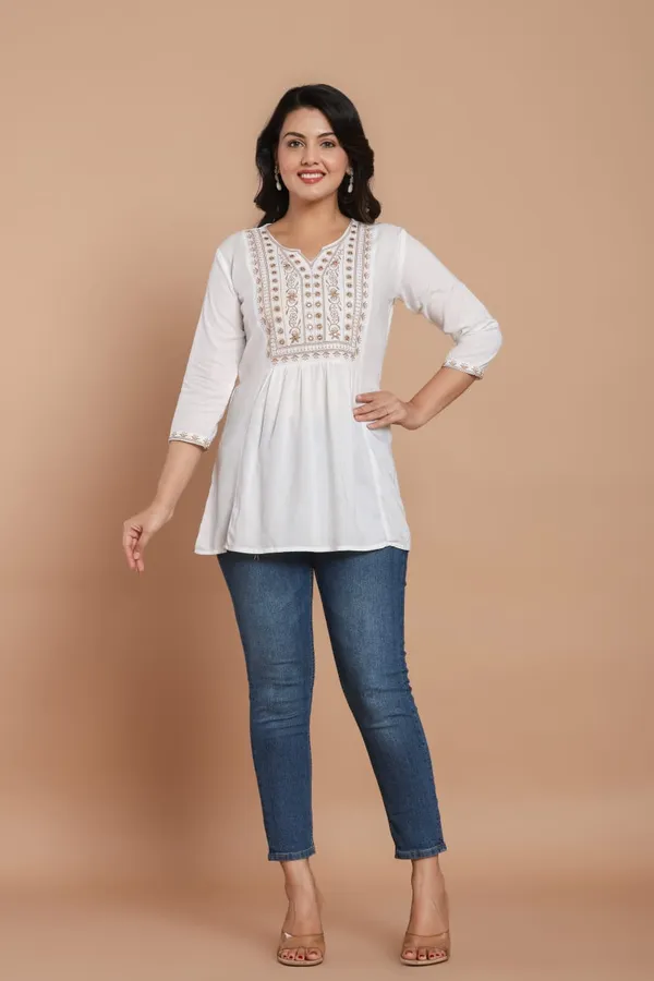 White_Glow_Embroidered_Kurti