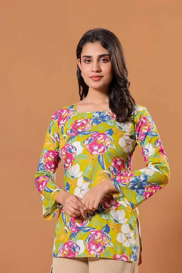 Lime_Bloom_Cotton_Kurti