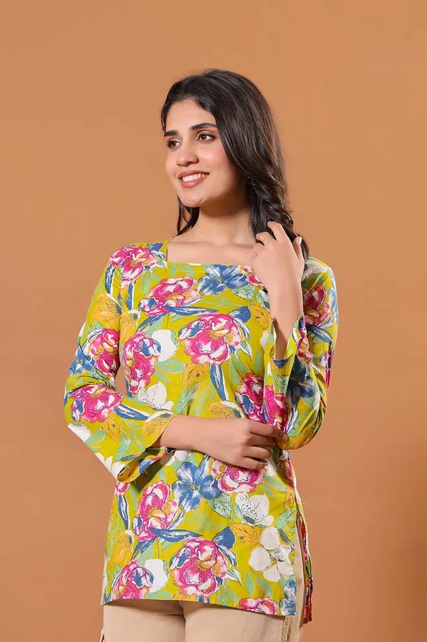 Lime_Bloom_Cotton_Kurti