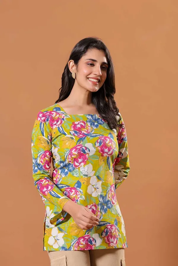 Lime_Bloom_Cotton_Kurti
