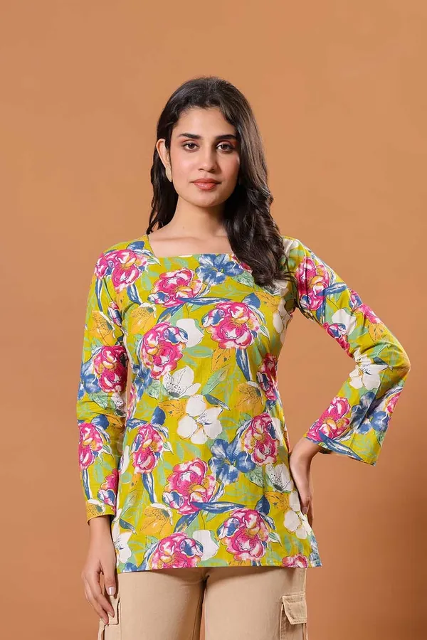Lime_Bloom_Cotton_Kurti