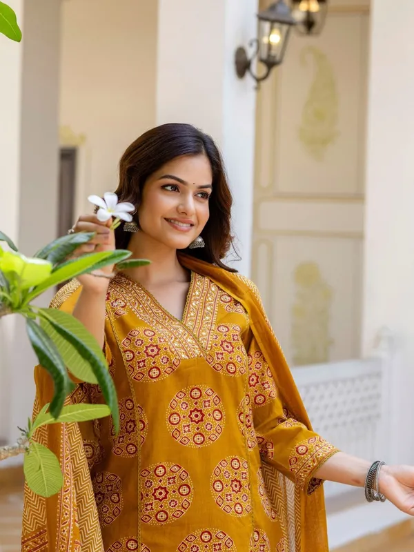 Golden_Ajrakh_3_Piece_Set