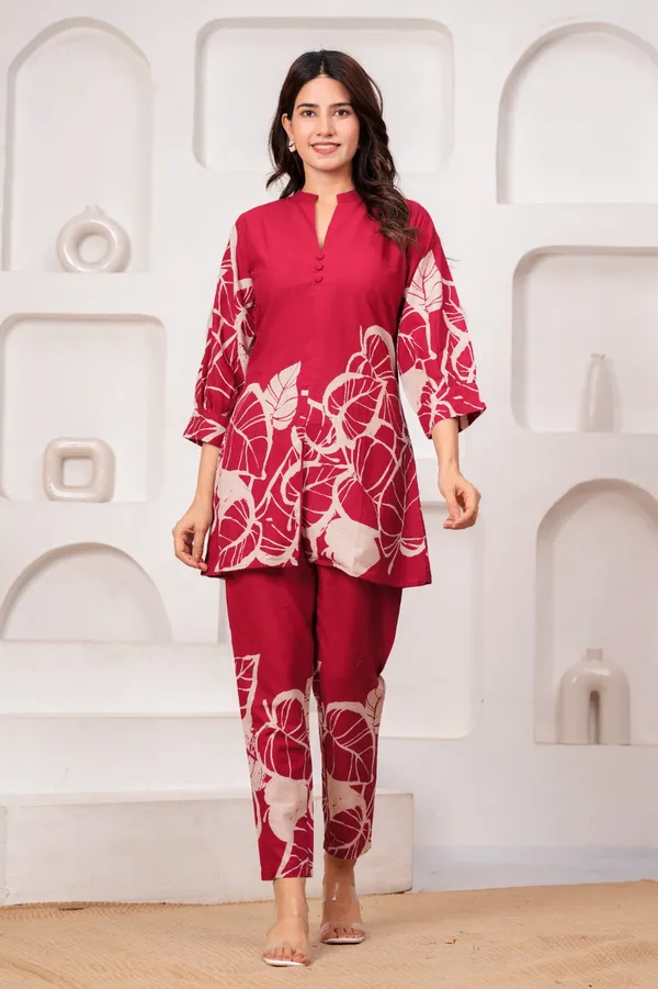 Pink_Monochrome_Leaf_Co_Ord_Set