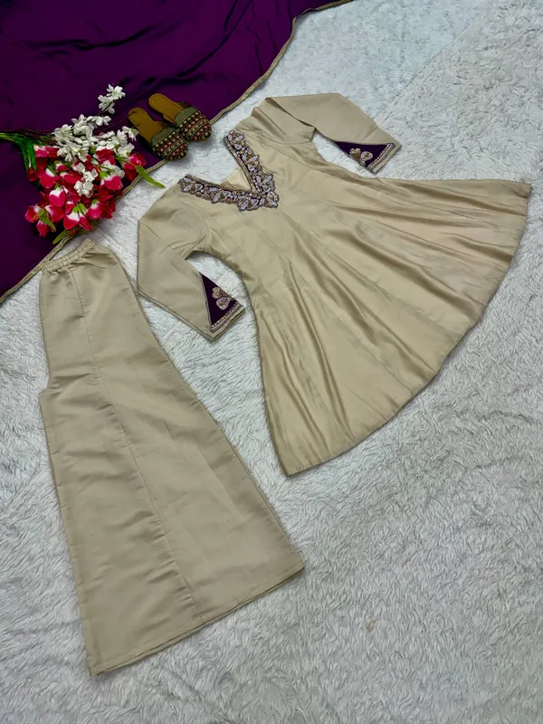 Beige_Roman_Silk_Sharara_Set_For_Women