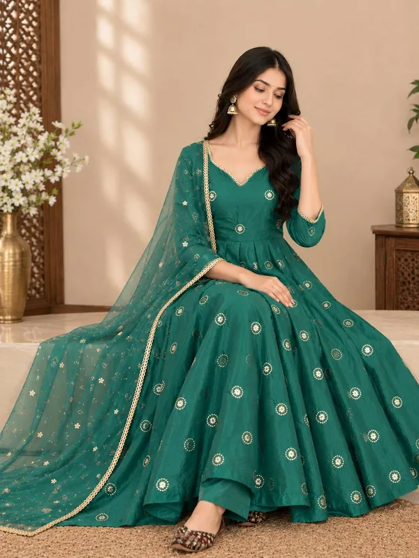 Green_Simar_Silk_Anarkali_Suit_Set_For_Women