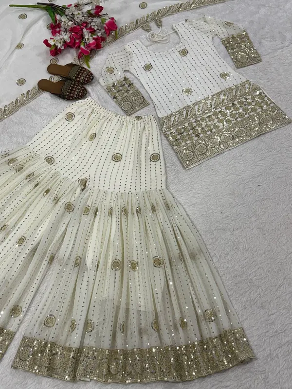 White_Faux_Georgette_Sharara_Set_For_Women