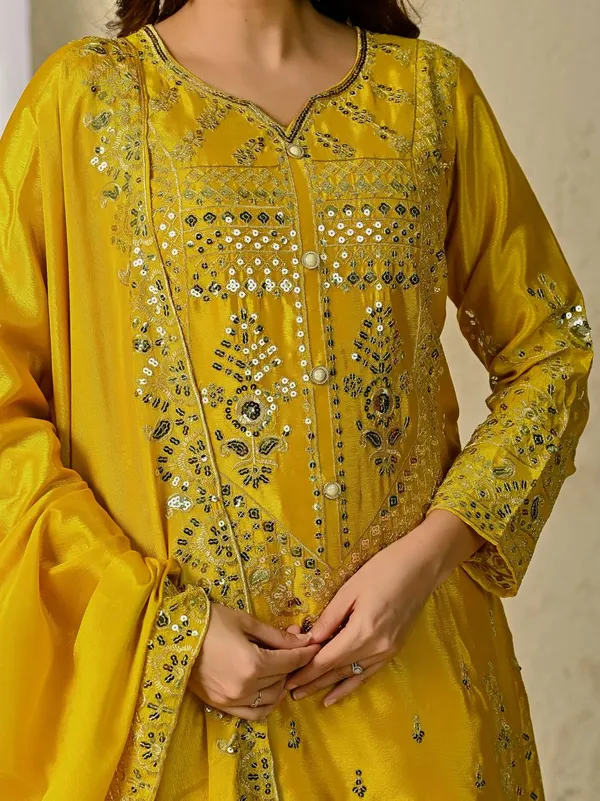Yellow_Chinon_Silk_Kurta_Sharara_Set_For_Women