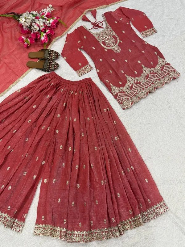 Red_Crunchy_Silk_Sharara_Set_For_Women
