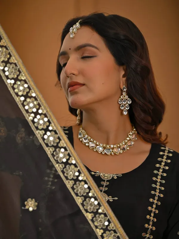 Black_Vichitra_Silk_Three_Piece_Set_For_Women