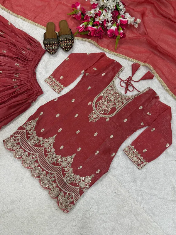 Red_Crunchy_Silk_Sharara_Set_For_Women