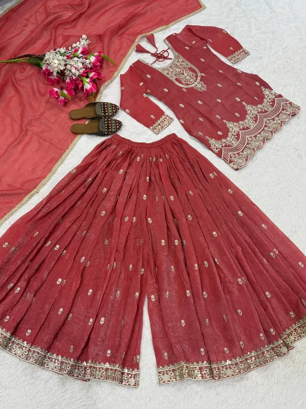 Red_Crunchy_Silk_Sharara_Set_For_Women